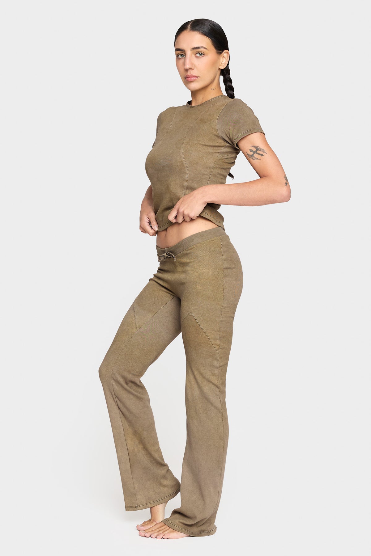 olive organic cotton pants