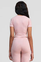 thulite pink merino wool crop shirt