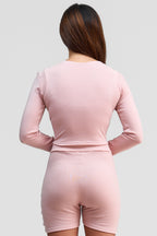 thulite pink merino wool long sleeve crop shirt