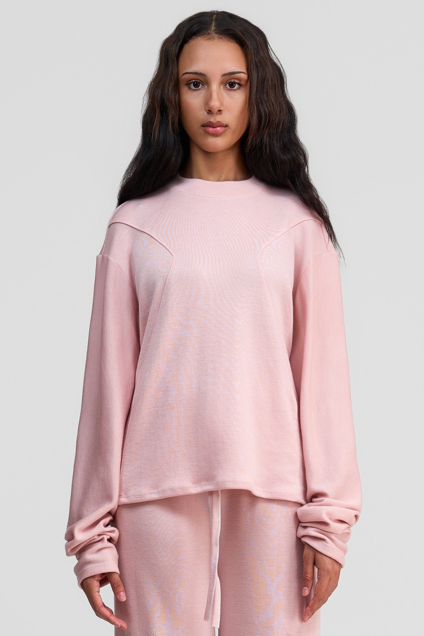 thulite pink merino wool loose shirt