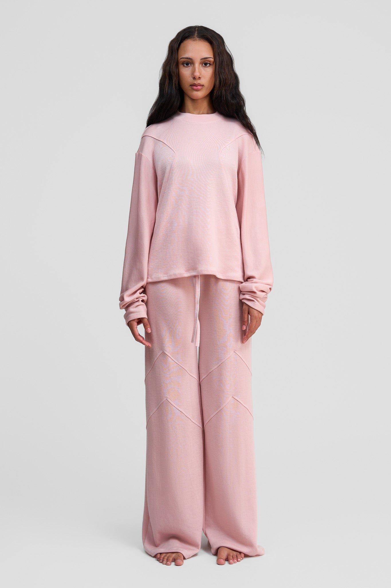 thulite pink merino wool loose pants