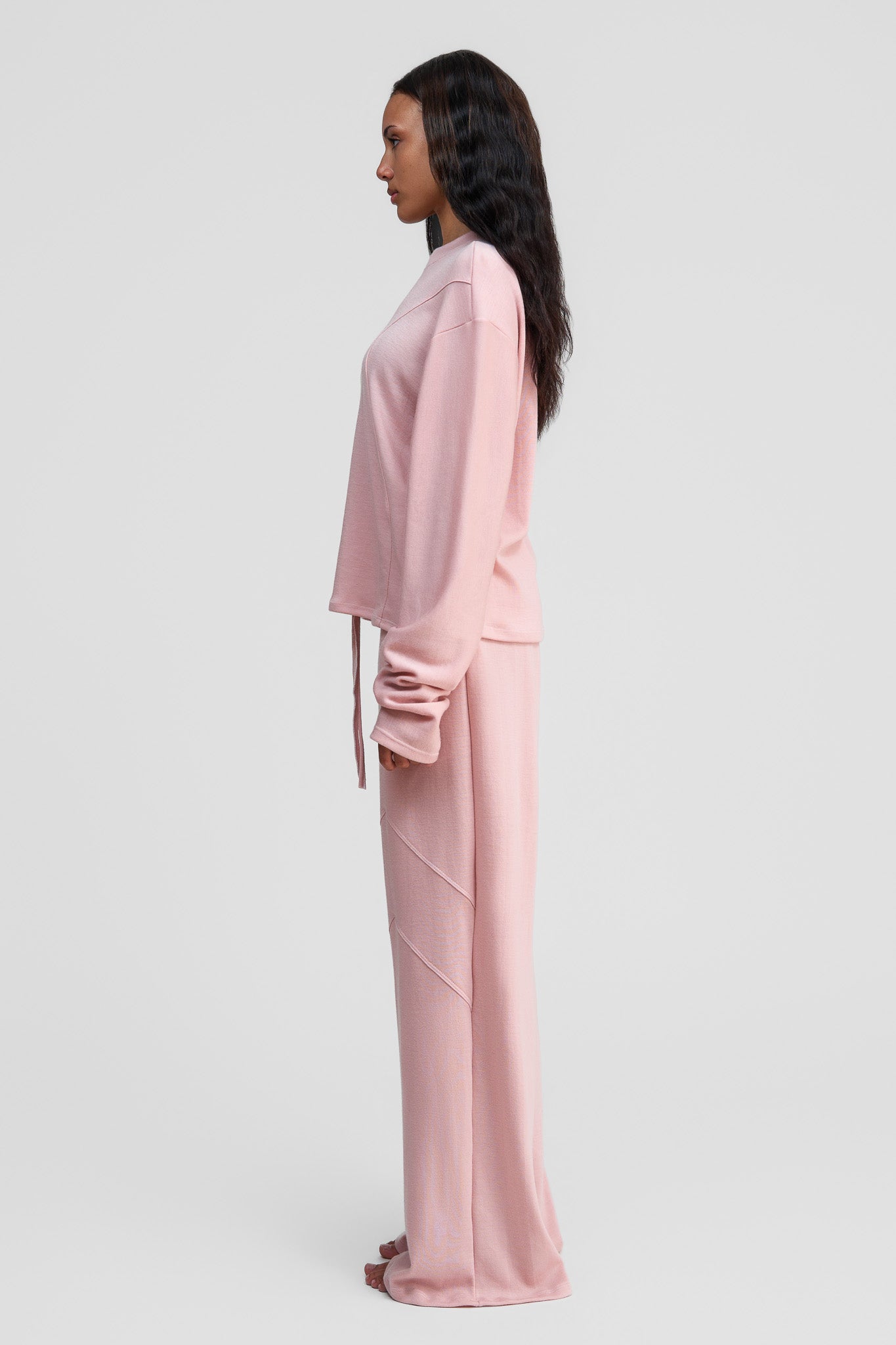 thulite pink merino wool loose pants