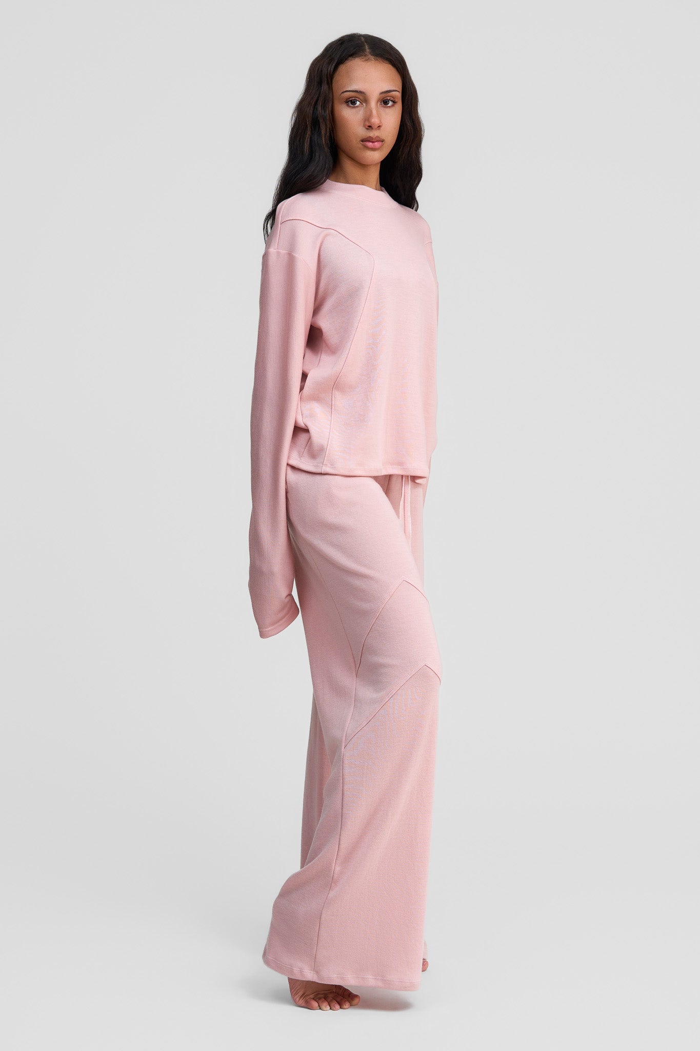 thulite pink merino wool loose pants