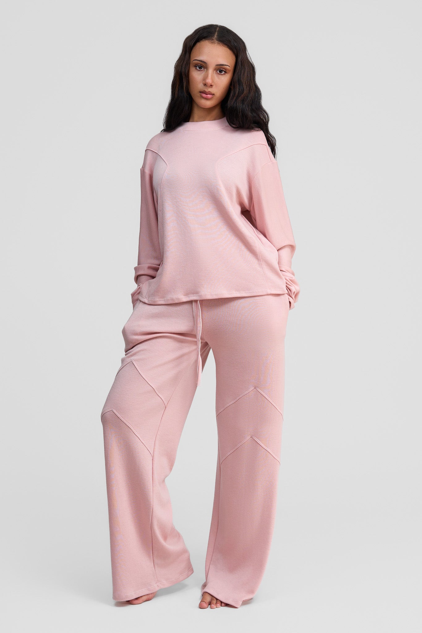 thulite pink merino wool loose pants