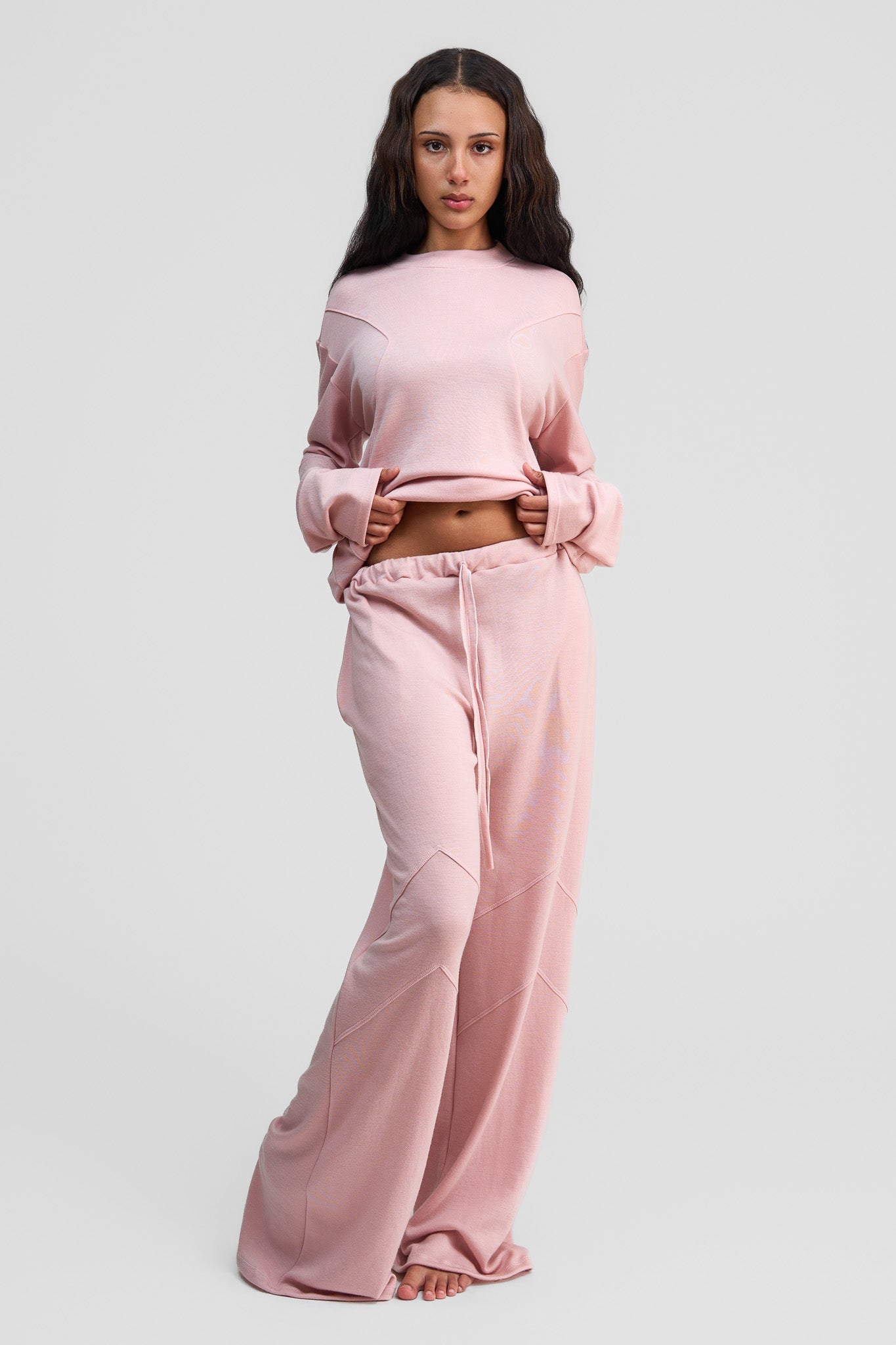 thulite pink merino wool loose pants