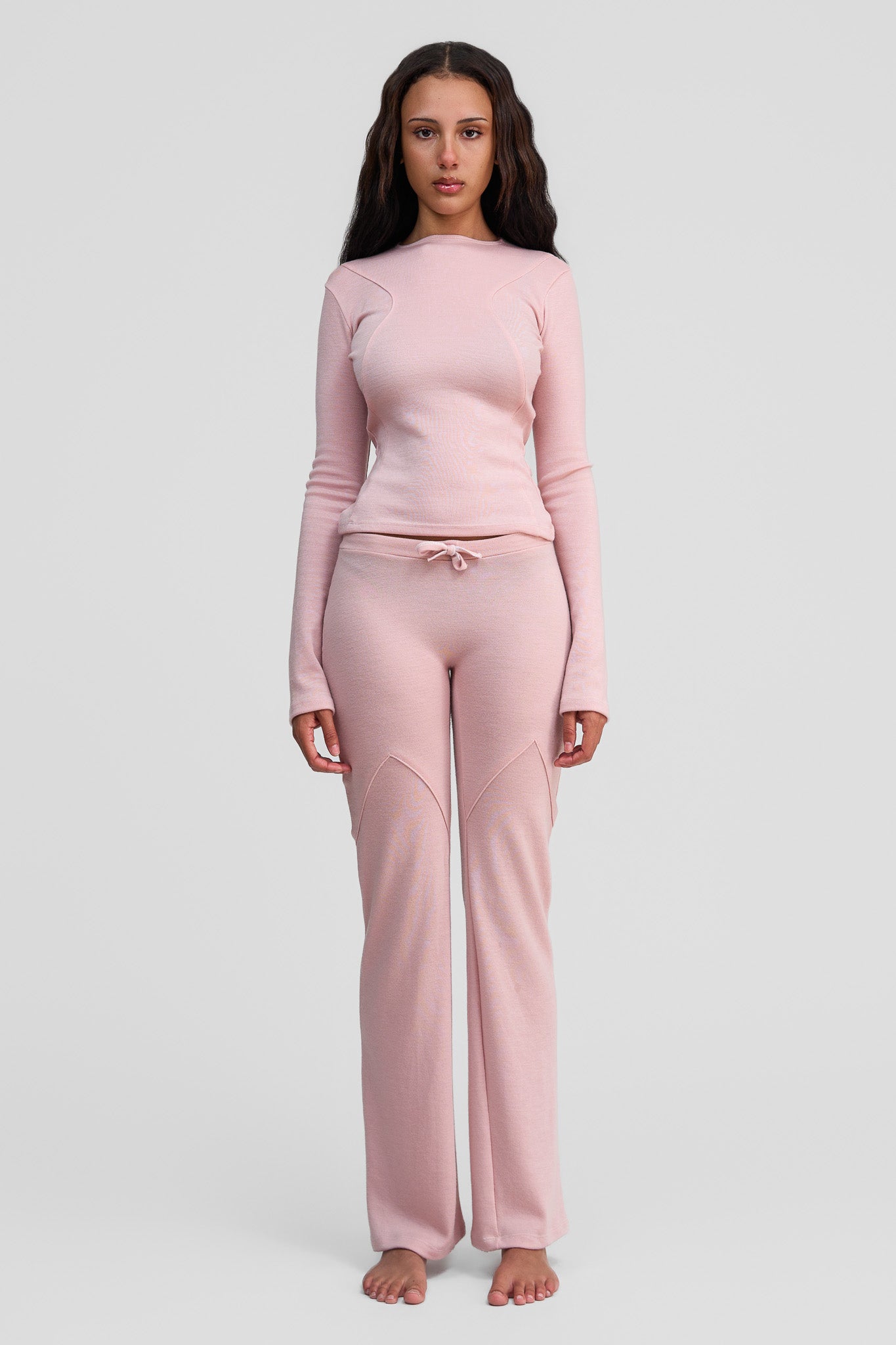 thulite pink merino wool low rise pants