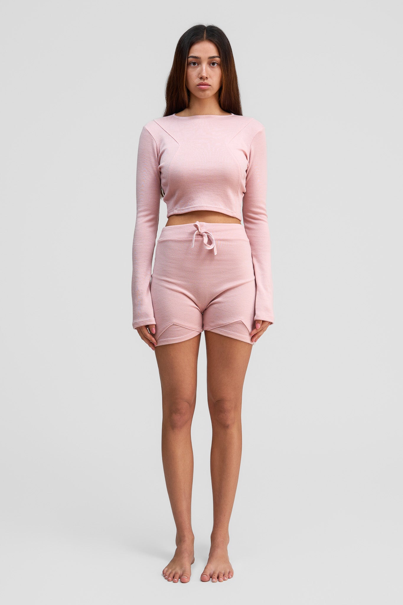 thulite pink merino wool shorts
