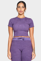 amethyst organic cotton crop shirt