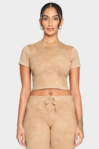 tannin brown organic cotton crop shirt