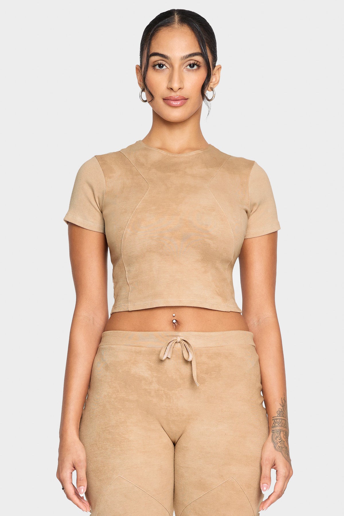 tannin brown organic cotton crop shirt