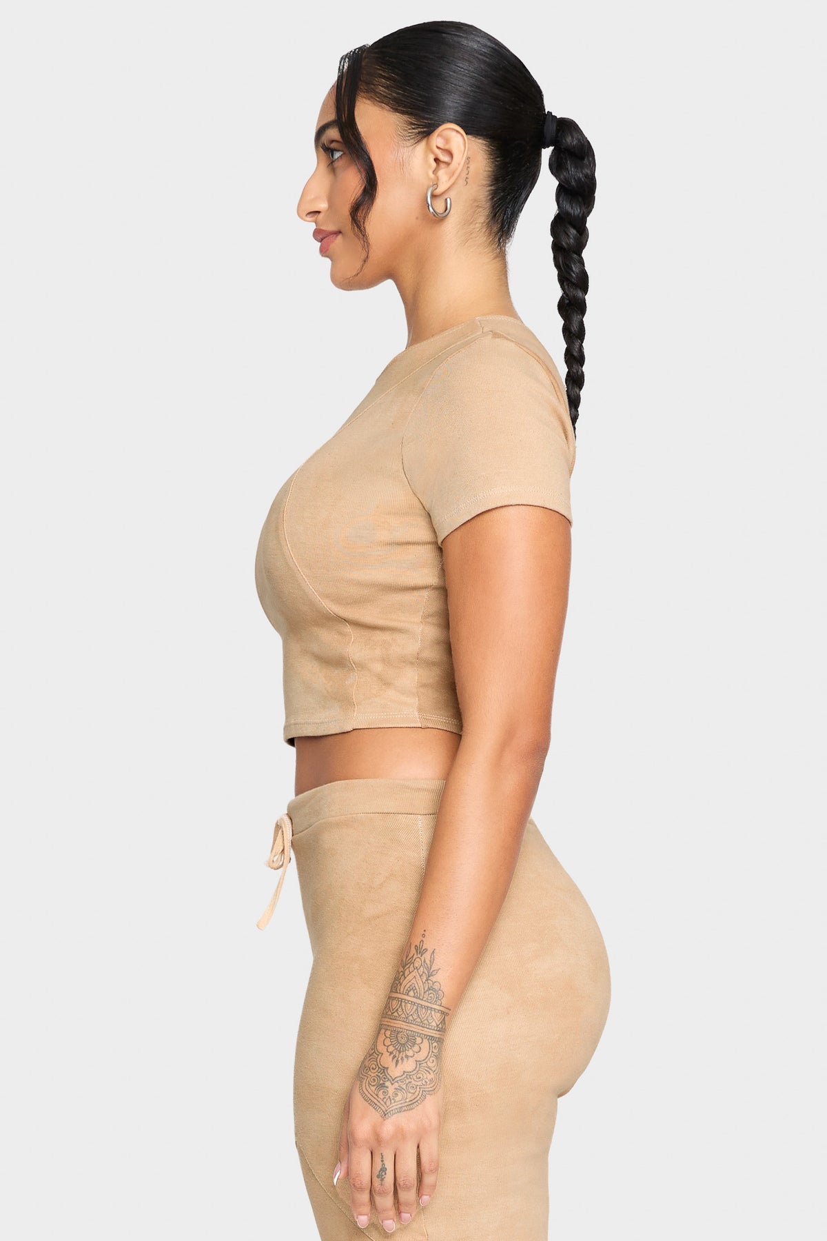 tannin brown organic cotton crop shirt