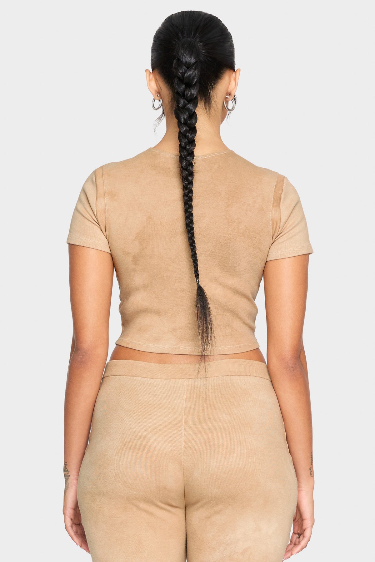 tannin brown organic cotton crop shirt