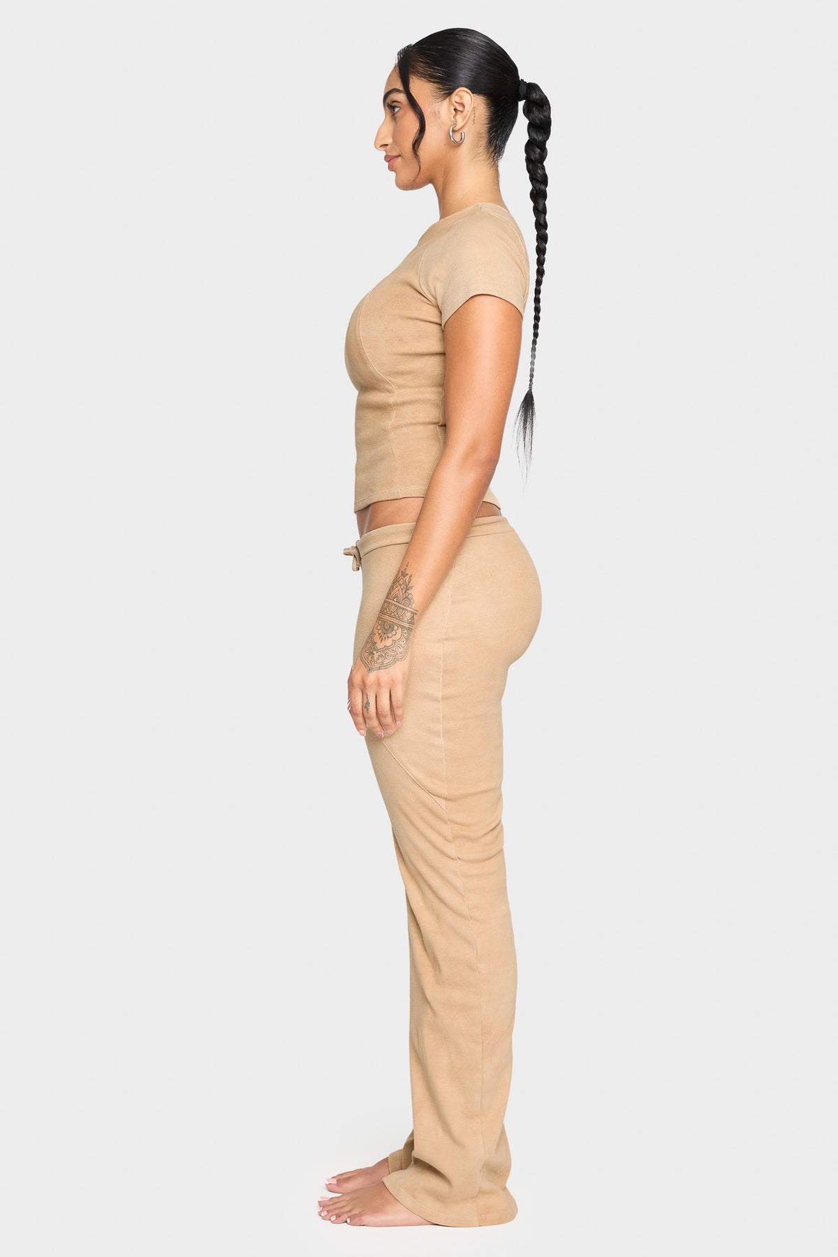 tannin brown organic cotton low rise pants