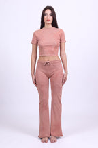 rose quartz organic cotton crop shirt