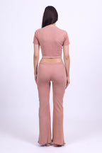rose quartz organic cotton crop shirt
