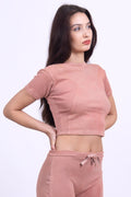 rose quartz organic cotton crop shirt