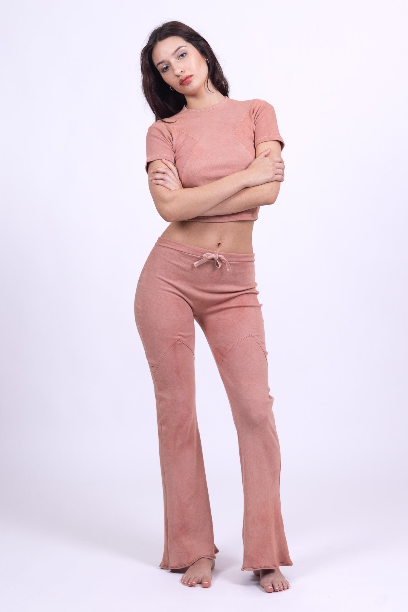 rose quartz organic cotton crop shirt