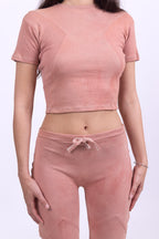rose quartz organic cotton crop shirt
